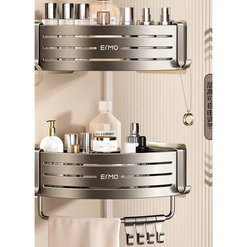 Gunmetal Corner Shower Caddy Shelf with bathroom products