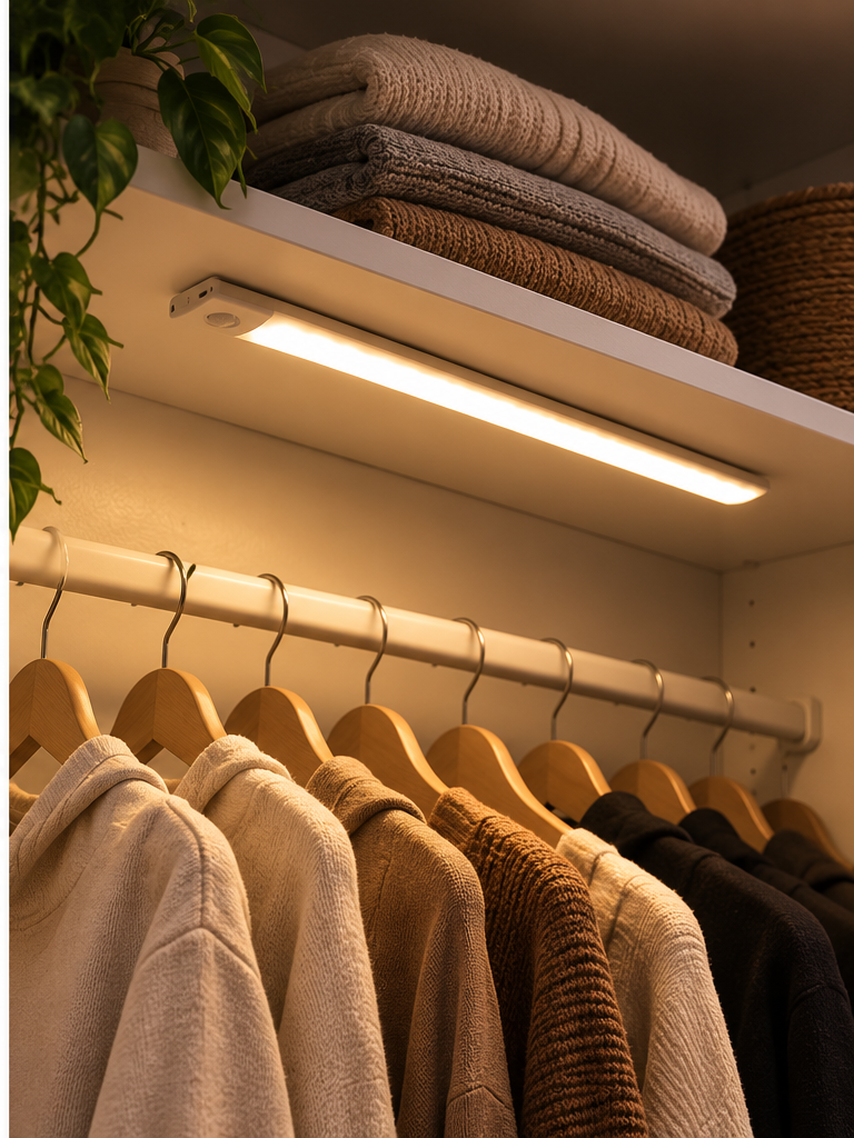 Bewegingssensor LED lichtbalk in een kast