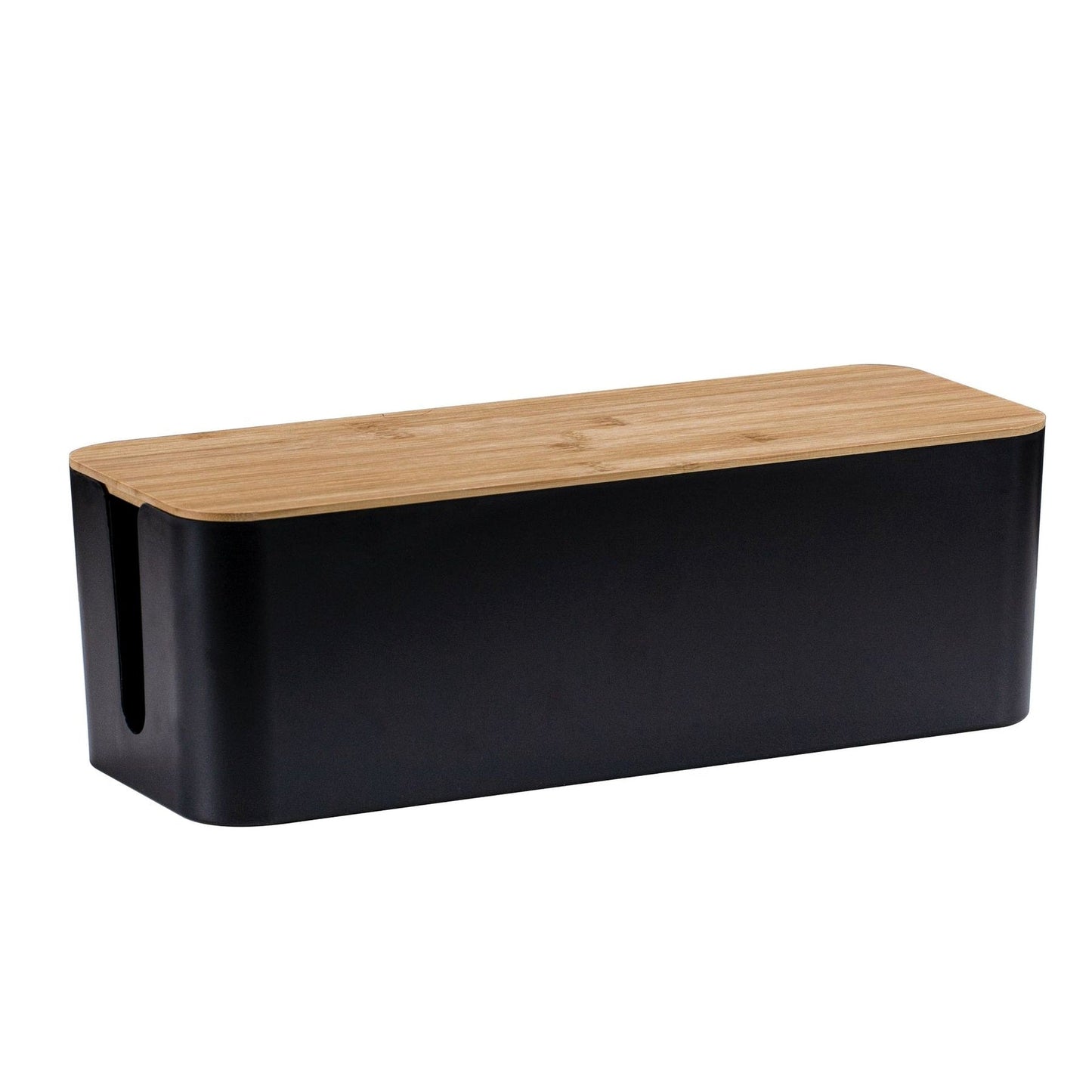 Nestora kabelbox met bamboe deksel in zwart