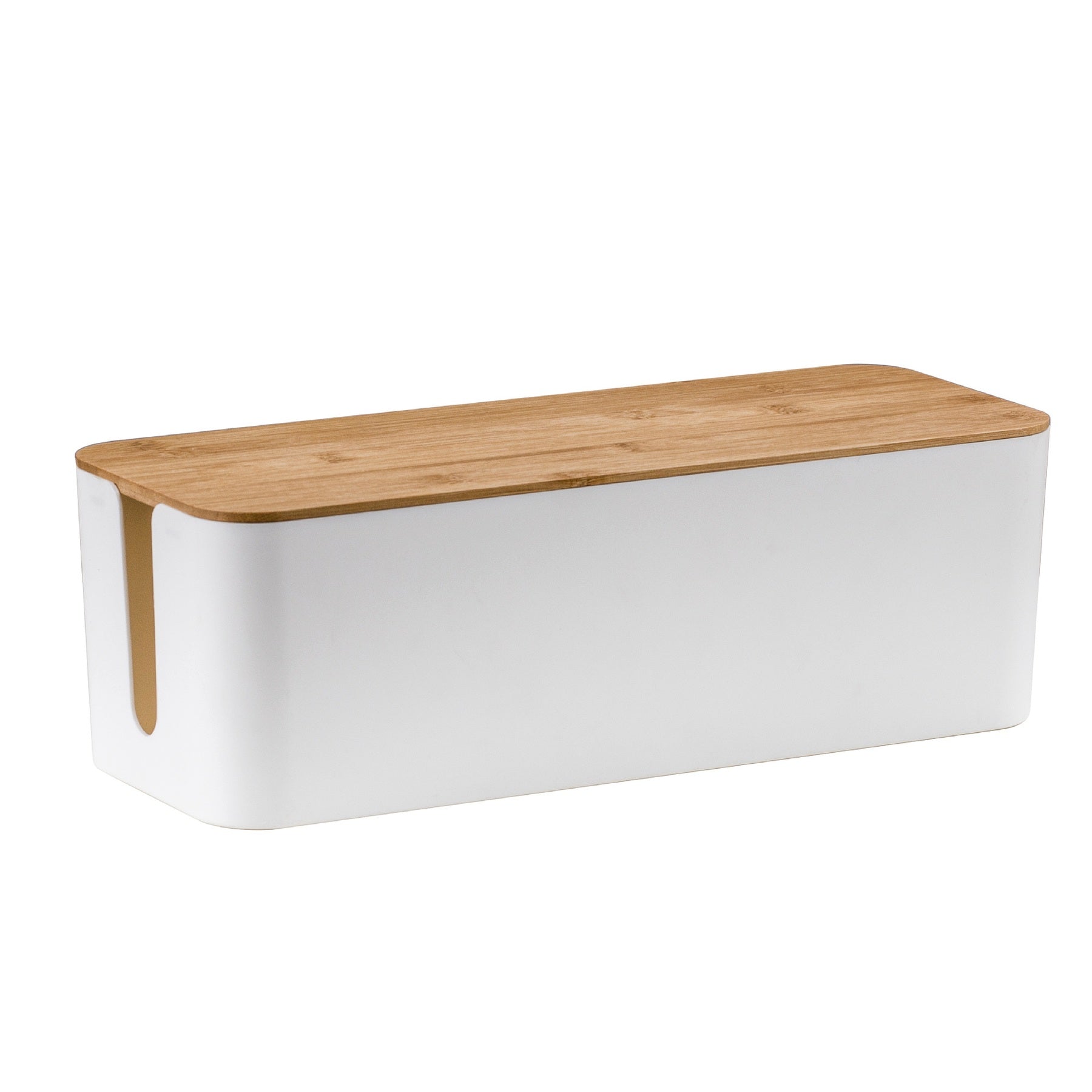 Nestora kabelbox met bamboe deksel in wit