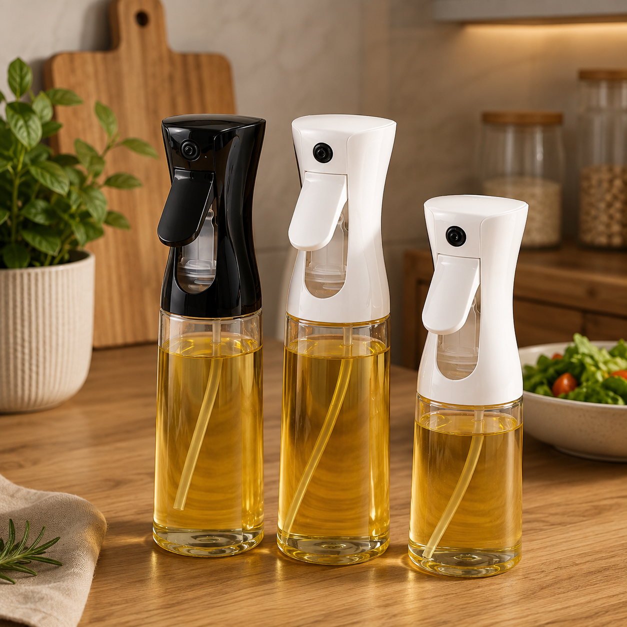 Nestora oliesprayer in warme moderne keuken
