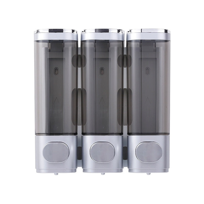 Silver triple wall-mounted shower dispenser